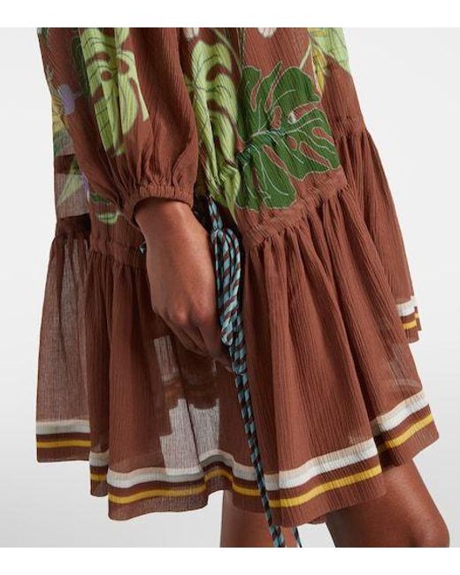 ALÉMAIS Brown Alfie Gathered Cotton And Silk Minidress