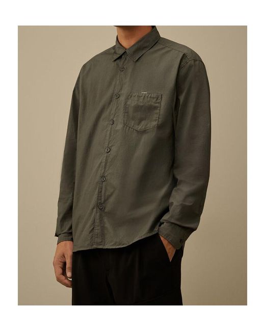 C P Company Green Long-Sleeve Pocket Shirt for men