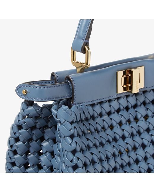 Fendi Blue Interlaced Leather Bag