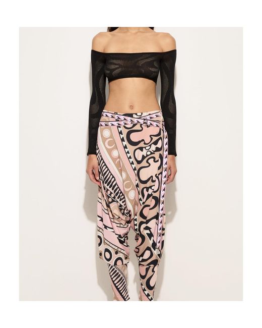 Emilio Pucci Blue Cropped Jacquard Marmo Top