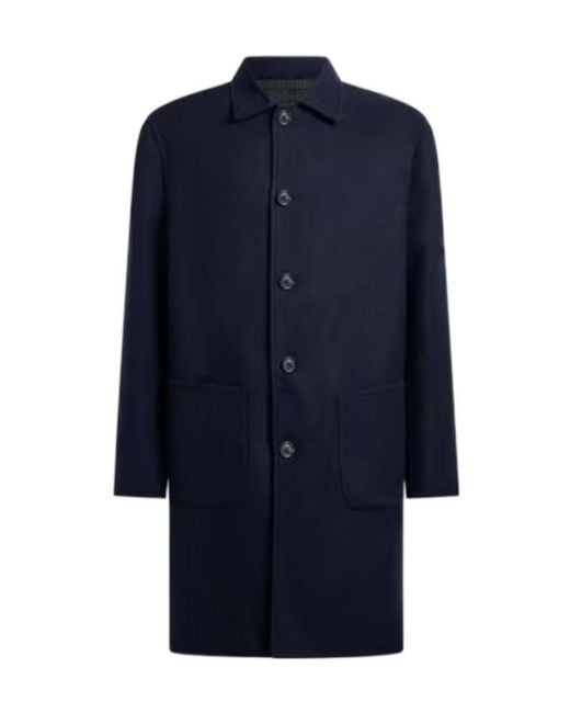 Etro Blue Reversible Wool-Blend Coat for men