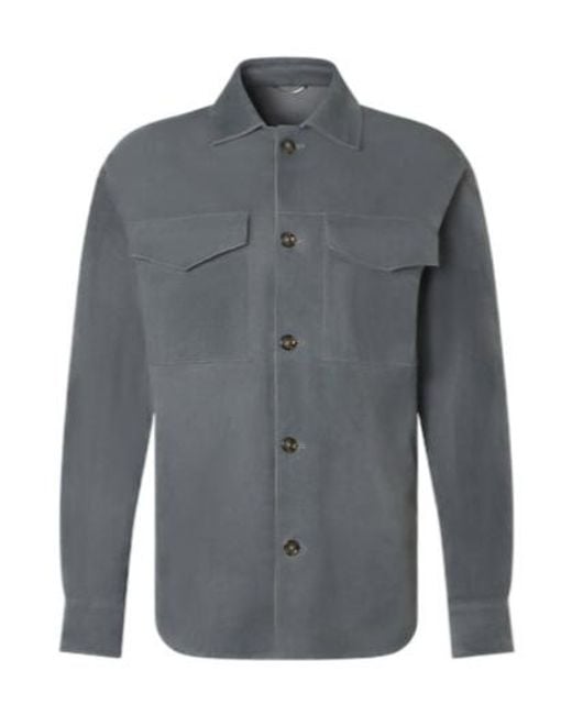 Lardini Gray Suede Shirt Jacket for men
