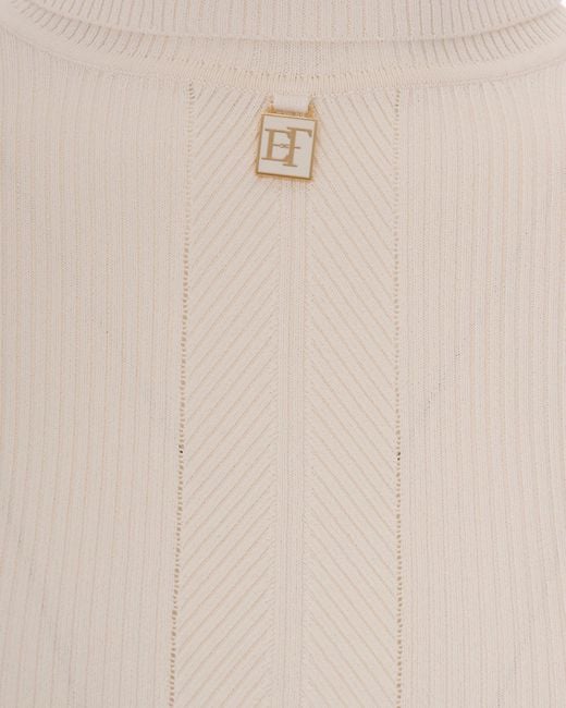Elisabetta Franchi White Logo Plaque High-Neck Jumper
