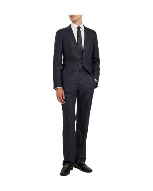 Tom Ford Blue Houndstooth Wool Blazer for men