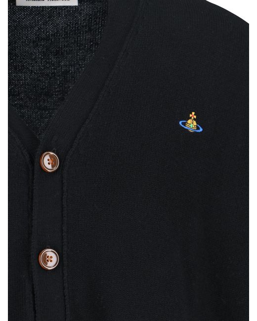 Vivienne Westwood Blue Orb Embroidered Buttoned Cardigan for men
