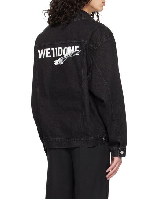 we11done Black Logo-Print Denim Jacket for men