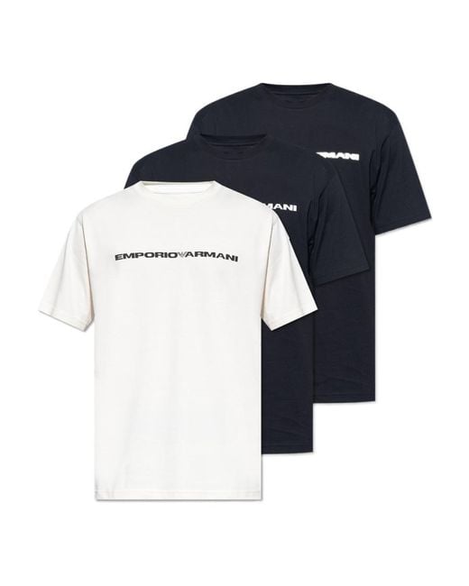 Emporio Armani Blue Branded T-Shirt 3 Pack for men