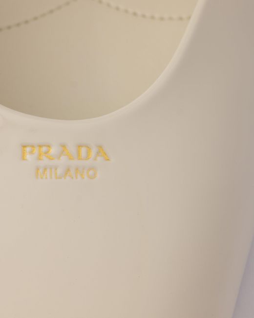 Prada White Patent Leather Slingback Ballerinas