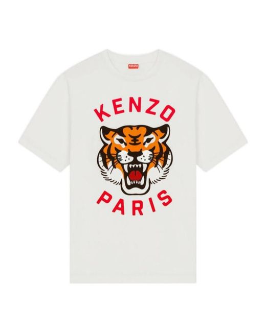 KENZO White Lucky Tiger Crewneck T-Shirt
