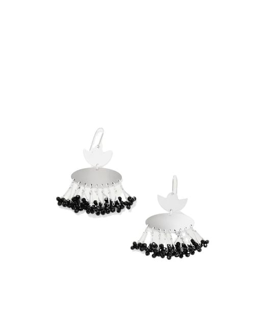Isabel Marant White Tone Beaded Earrings