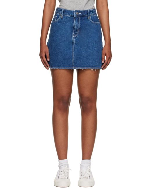 A.P.C. Blue Raw-Hem Denim Miniskirt