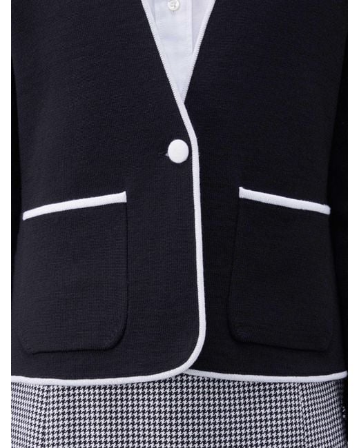 Thom Browne Black Single Breasted Collarless Jacket