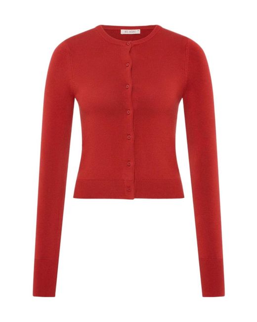 St. Agni Red Round-Neck Long-Sleeve Knitted Sweater