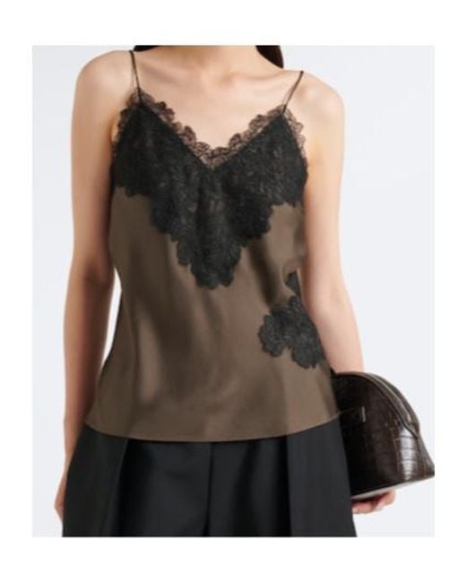 Rohe Black Lace-Trimmed Silk Satin Camisole