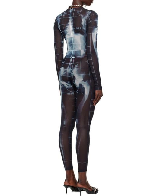 Jean Paul Gaultier Blue Crew Neck Long Sleeve Jumpsuit