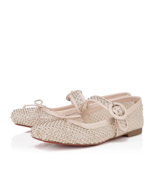 Christian Louboutin Natural Mamastrapitina Bow Detailed Flat Shoes
