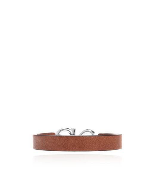 Ferragamo White Ferragamo Gancini Hook Bracelet for men