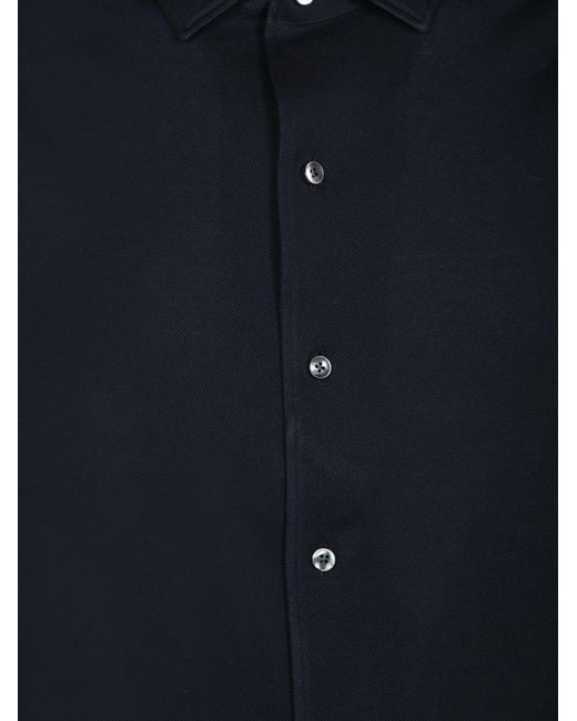 Zegna Blue Long Sleeved Buttoned Classic Shirt for men