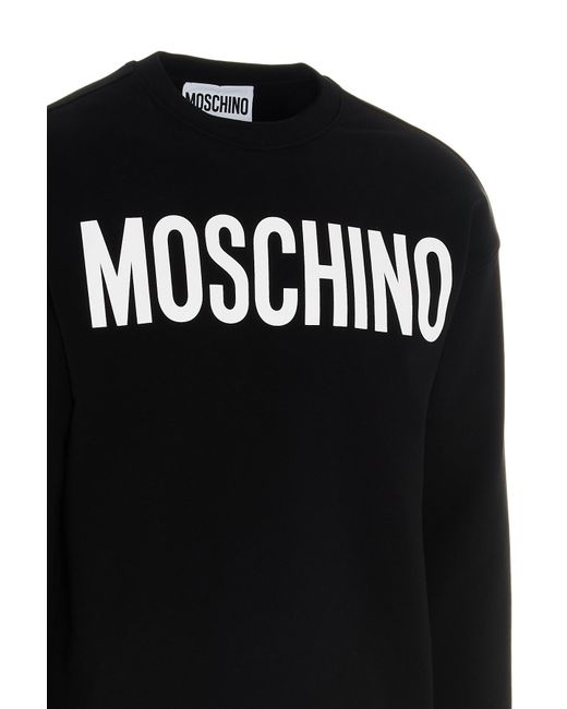 Moschino Black Logo Print Crew Neck Sweatshirt for men