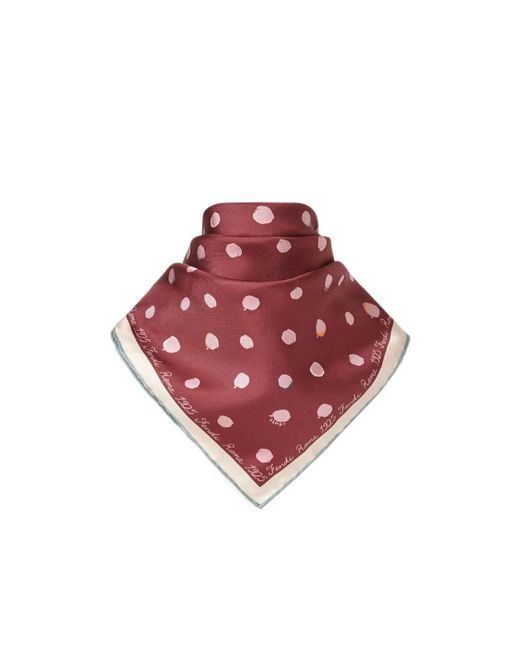 Fendi Red Falena Dots Printed Square Scarf