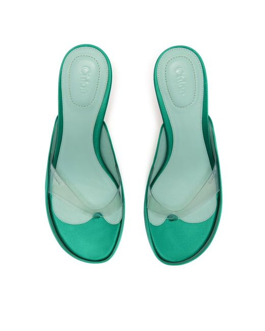 Chloé Green Round-Toe Stiletto Heel Sandals