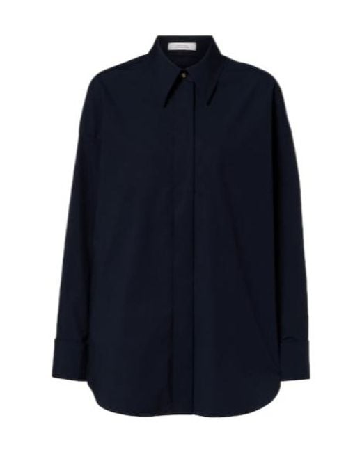 Dorothee Schumacher Blue Poplin Power Ii Cotton-Blend Poplin Shirt