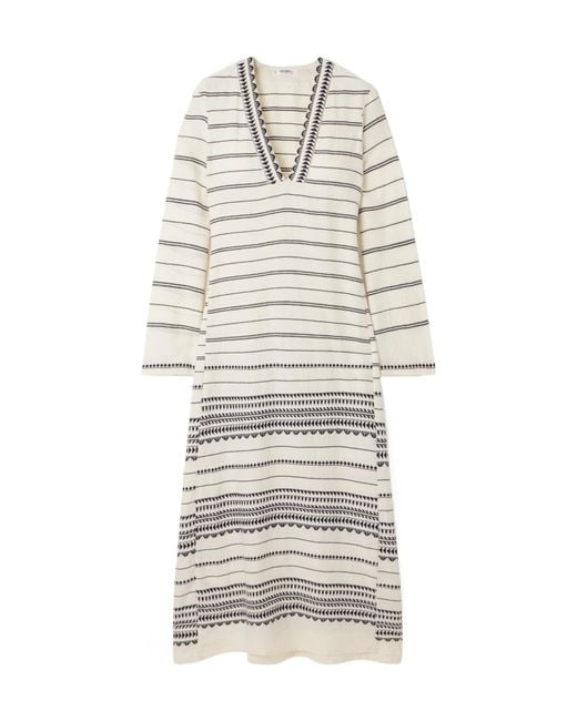 Lemlem White Embroidered Cotton Maxi Dress