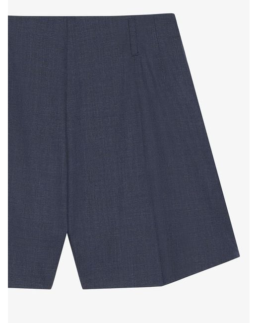 Givenchy Blue Wool High-Rise Tailored Shorts