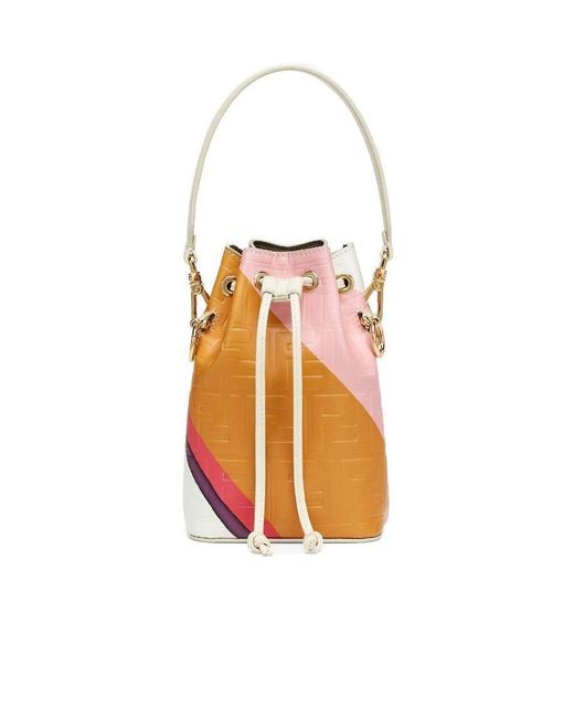 Fendi White Leather Bag With Multicolour Print
