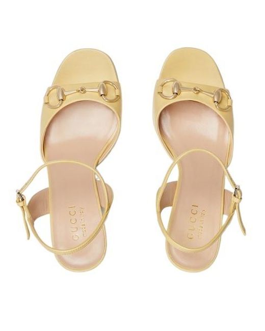 Gucci Metallic Horse Title Button High-Heeled Sandals