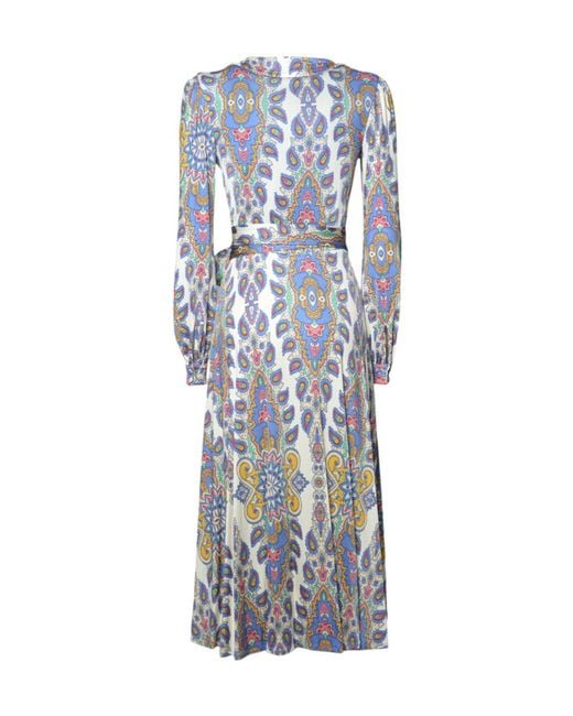 Etro Blue Paisley Printed Midi Dress