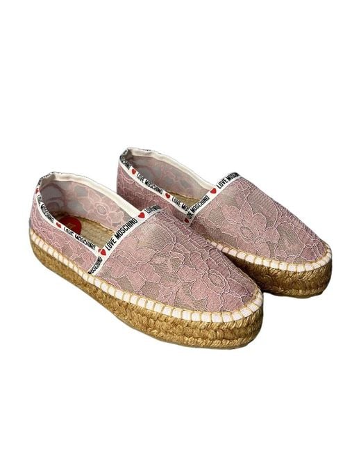 Moschino Pink Floral Lace Espadrilles