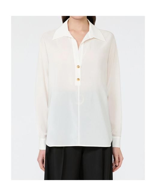 Max Mara White Long-Sleeve Polo Shirt