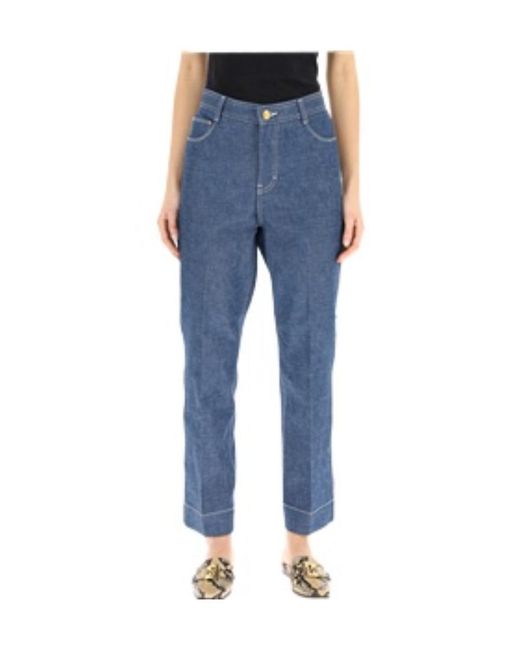 Tory Burch Blue High Rise Cropped Jeans