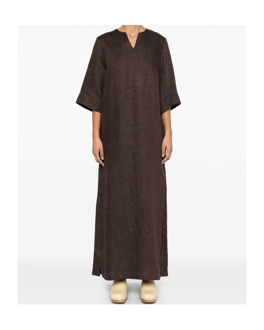 P.A.R.O.S.H. Brown Linen Maxi Dress
