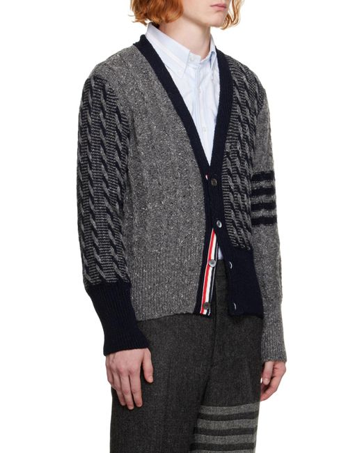 Thom Browne Black 4-Bar Stripe Detailed Cardigan for men