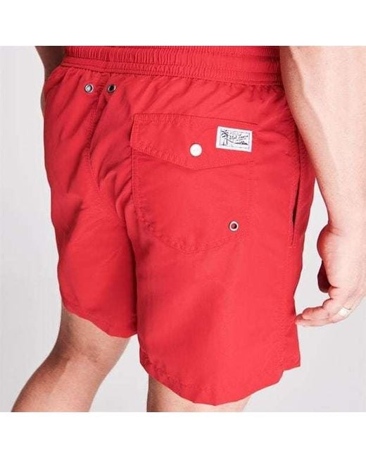 Polo Ralph Lauren Red Drawstring Waist Swim Shorts for men