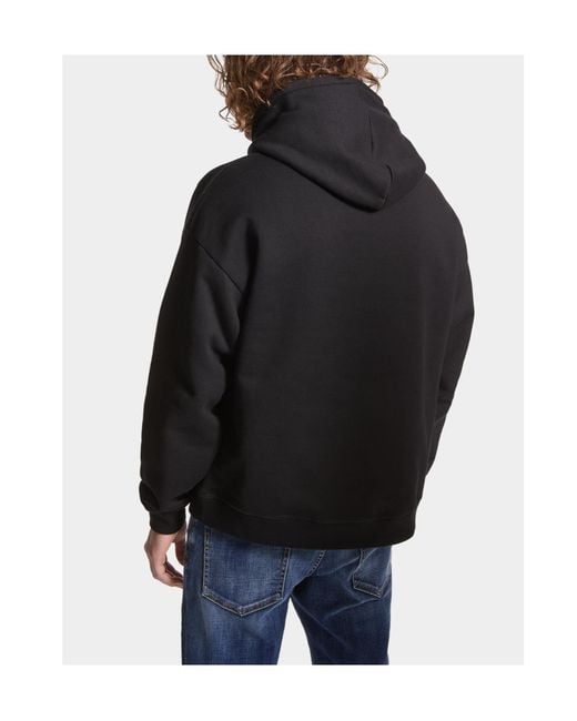 DSquared² Black Icon-Print Drawstring Hoodie for men