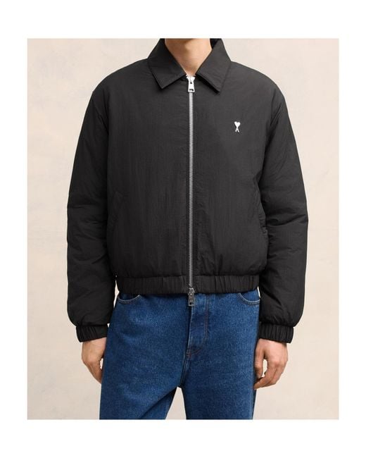 AMI Black Ami De Coeur Zip-Up Jacket for men