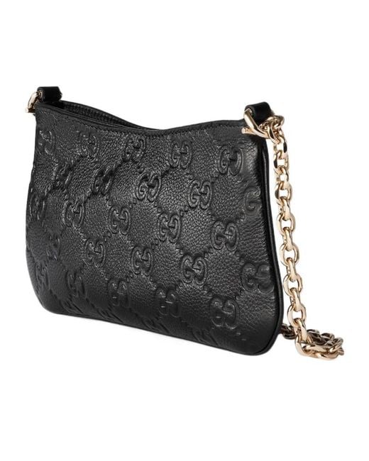 Gucci Black Gg Emblem Super Mini Shoulder Bag