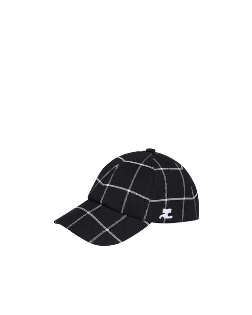 Courreges Black Signature Check Cap for men