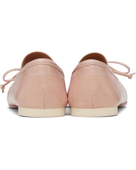 MM6 by Maison Margiela Pink Square-Toe Bow Ballet Flats