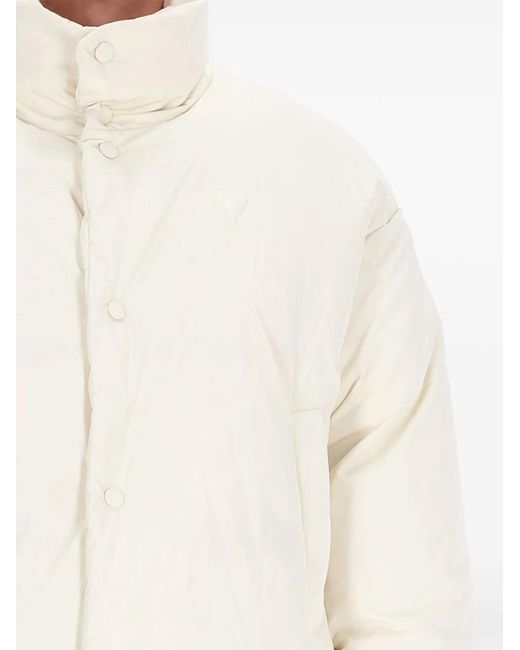 AMI White Button Funnel-Neck Jacket for men