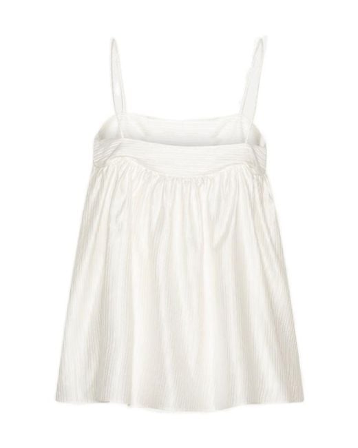 ROTATE BIRGER CHRISTENSEN White Striped Pleated A-Line Top