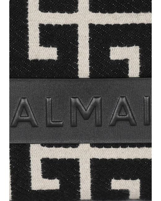 Balmain Black Small B-army Monogram Jacquard Shopper Tote Bag