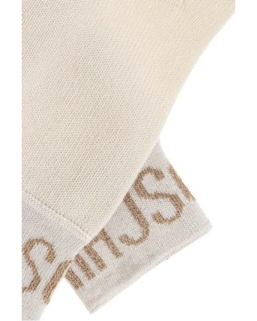 Moschino White Logo Lurex Knitted Gloves for men
