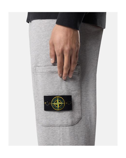 Stone Island Gray Cargo Badge Joggers for men
