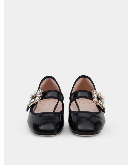Roger Vivier Black Très Vivier Buckle Embellished Babies Ballerinas