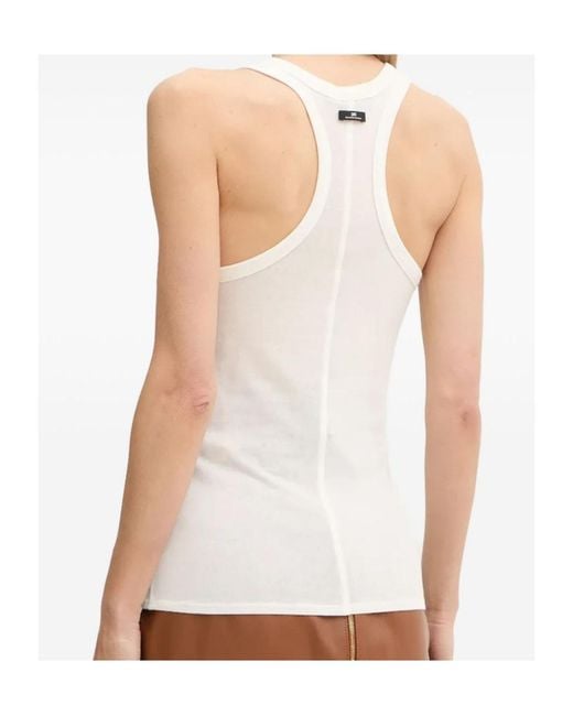 Elisabetta Franchi White Logo-Embroidered Tank Top