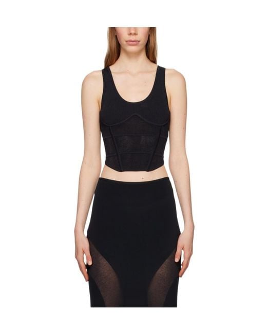 Dion Lee Black Corset-Style Crochet-Knit Top